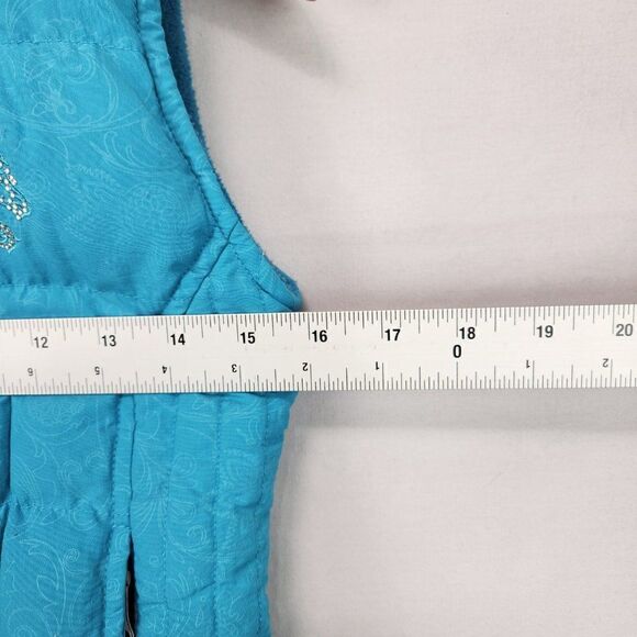 Cedar Rose Girls Blue Teal Quilted Puffer Vest Size XL Zip Pockets Western - Picture 3 of 10